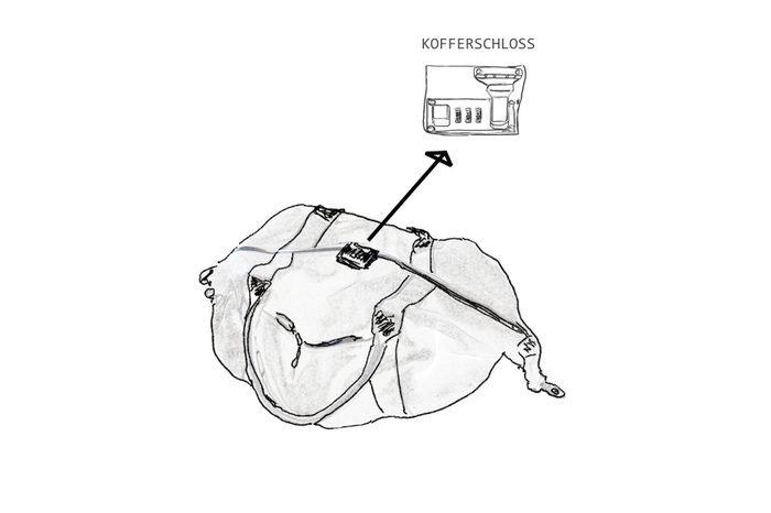 Skizze zur Idee: Rough Tough Weekender Tasche mit Schloss – Jacks Tasche V2