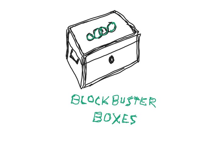 Skizze zur Idee: Blockbuster Boxes - Limitierte Holzkisten